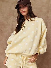 Yellow & White Polka Dot Fleece Set