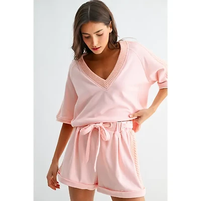 Pink Woven Shorts Set