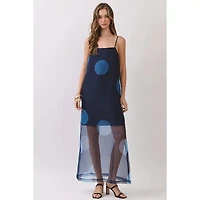 Navy Polka Dot Maxi Dress