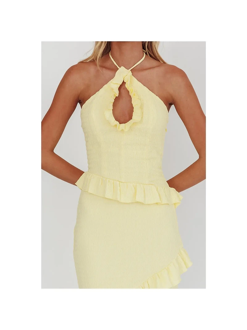 Yellow Crinkle Maxi Dress