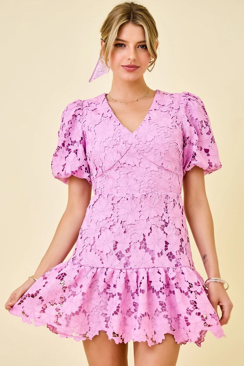 Floral Lace Mini Dress