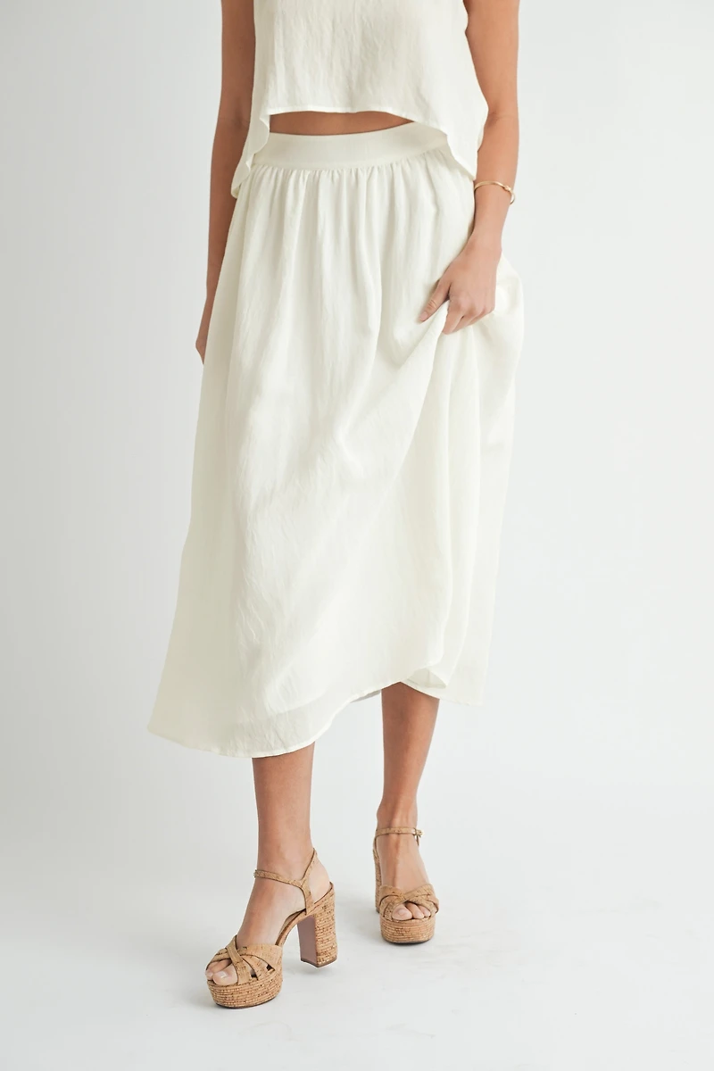 White Sleeveless Top & Skirt Set
