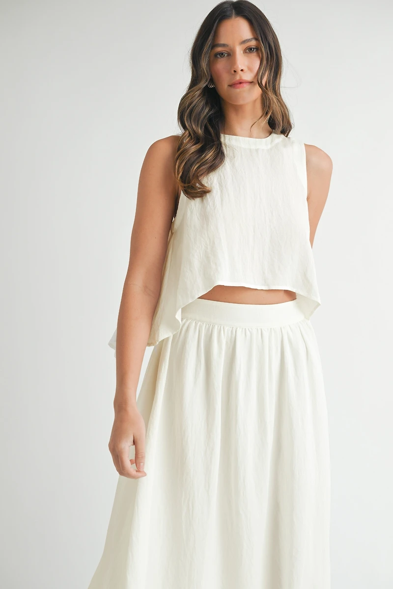 White Sleeveless Top & Skirt Set