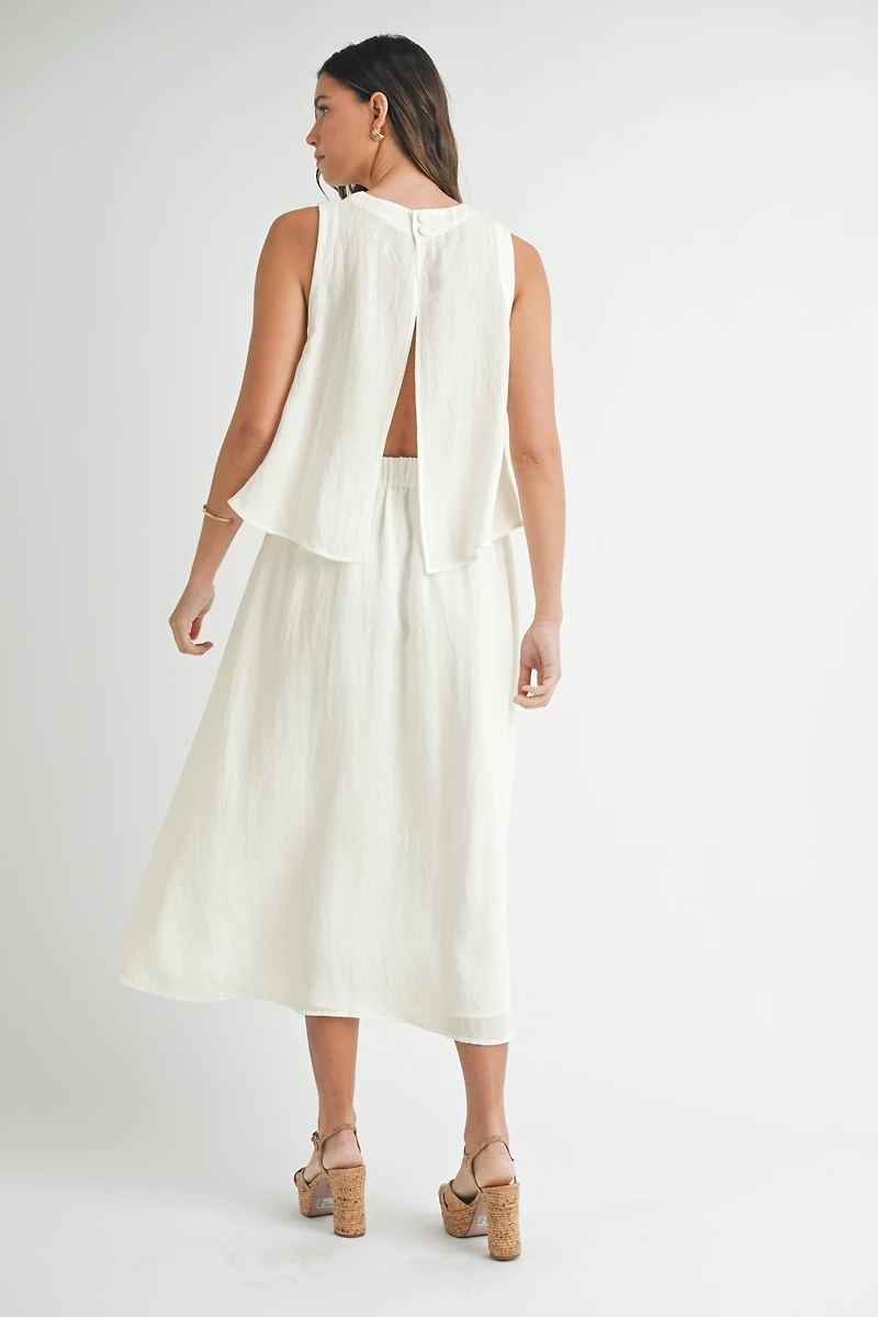 White Sleeveless Top & Skirt Set