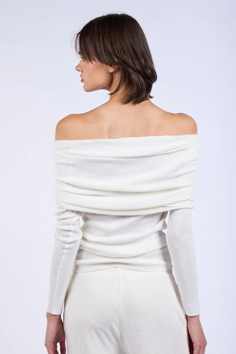 White Off Shoulder Sweater