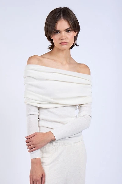 White Off Shoulder Sweater