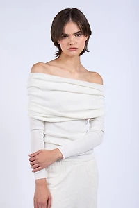 White Off Shoulder Sweater