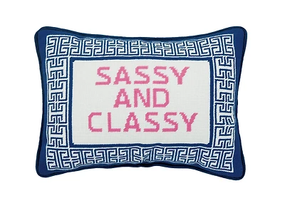 Sassy And Classy Embroidered Needlepoint Pillow