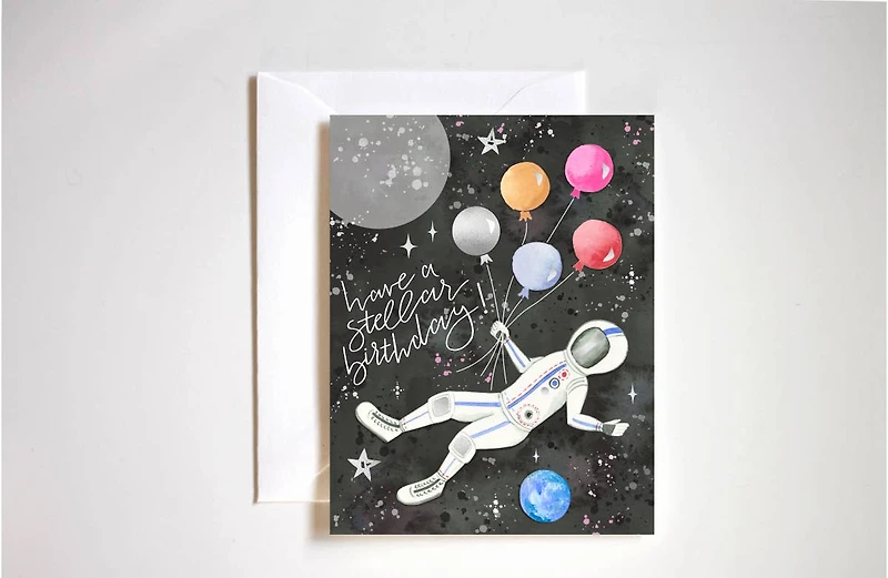 have a stellar birthday outer space card