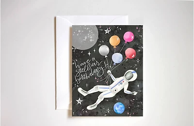 have a stellar birthday outer space card