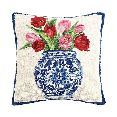 Chinoiserie Vase Tulips Hook Pillow