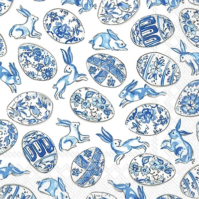 Paper Cocktail Napkins Pack of 20 Blue And White Eggs Easter
