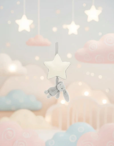 Lapin musical Jellycat Bashful Silver