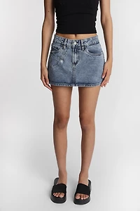 Short-jupe en denim taille basse
