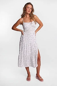 Robe maxi dos croisé à taille smockée