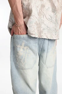 Cross Trio Embroidered Skater Jeans