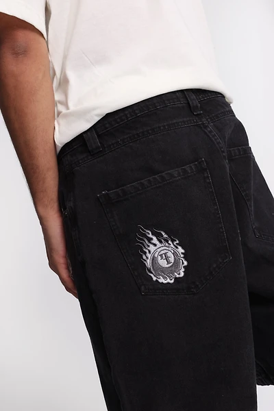 Loose Embroidered Denim Shorts