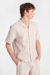 Multi-Striped Textured Button-Up Shirt