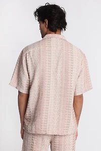 Textured Short Sleeve Button-Up Shirt