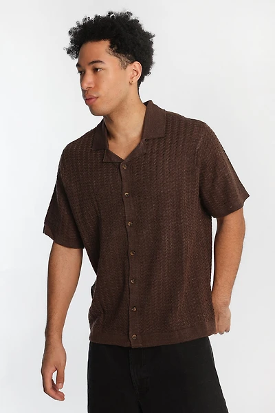 Chevron Short Sleeve Button-Up Shirt