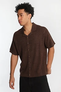 Chevron Short Sleeve Button-Up Shirt