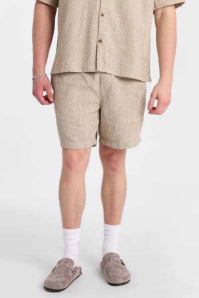 Textured Geometric Shorts 7"