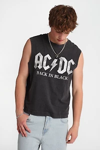 AC/DC Back Black Graphic Oversized Tank Top