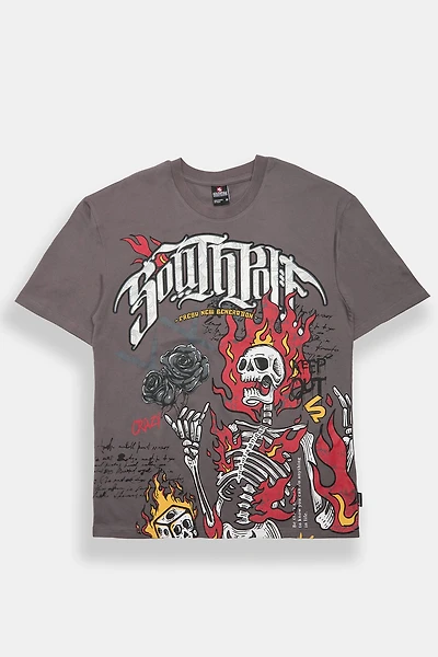 Southpole Flaming Skeleton Graphic Tee
