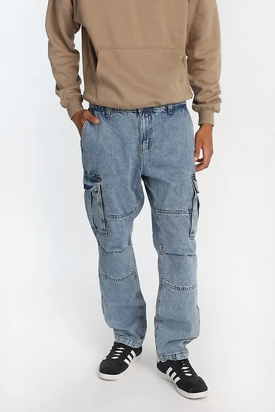 Light Stonewash Cargo Jeans