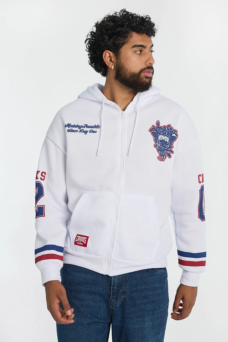 Mens Crooks & Castles Hockey Zip-Up Hoodie