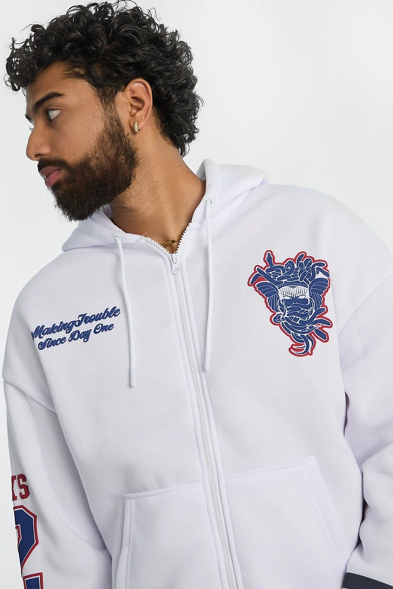 Mens Crooks & Castles Hockey Zip-Up Hoodie