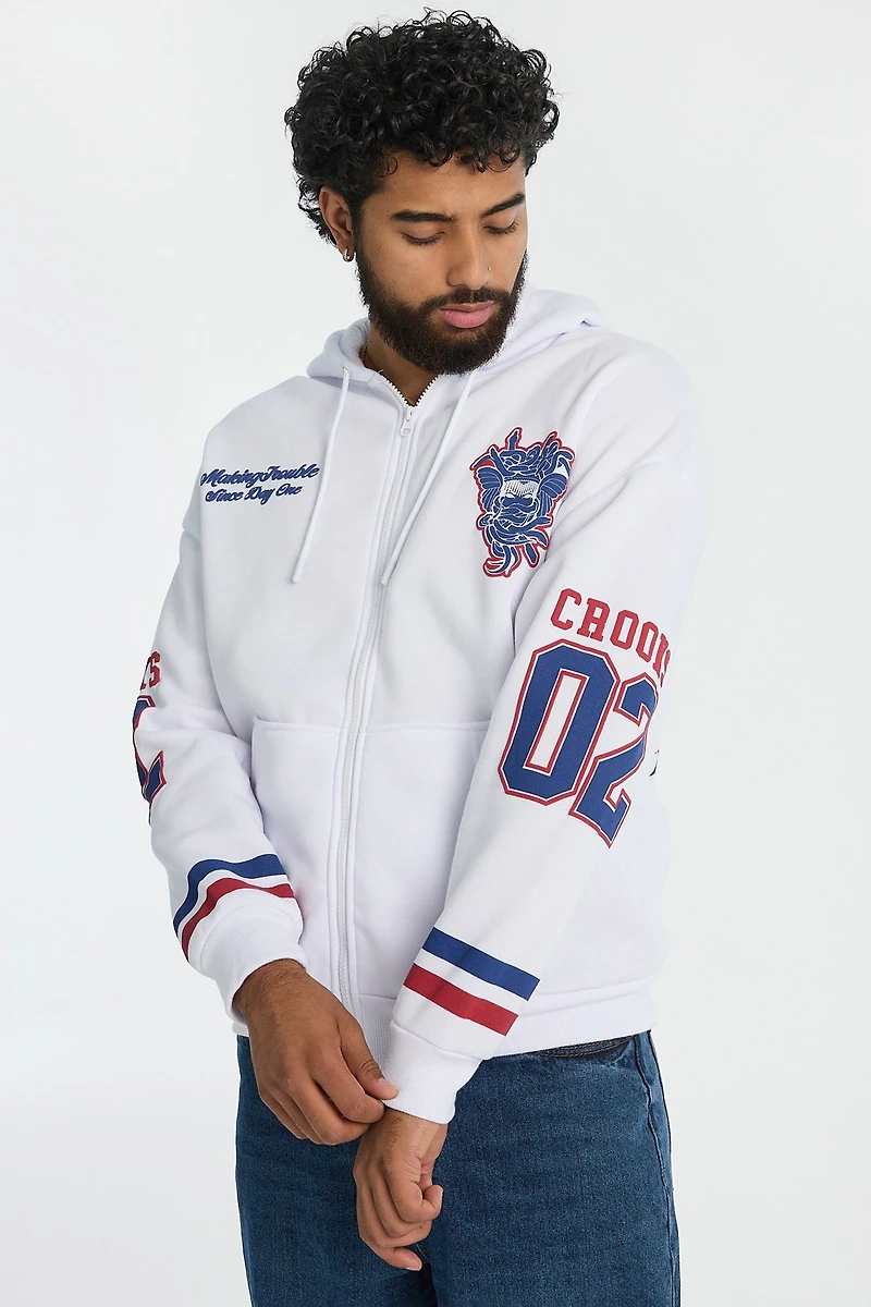 Mens Crooks & Castles Hockey Zip-Up Hoodie