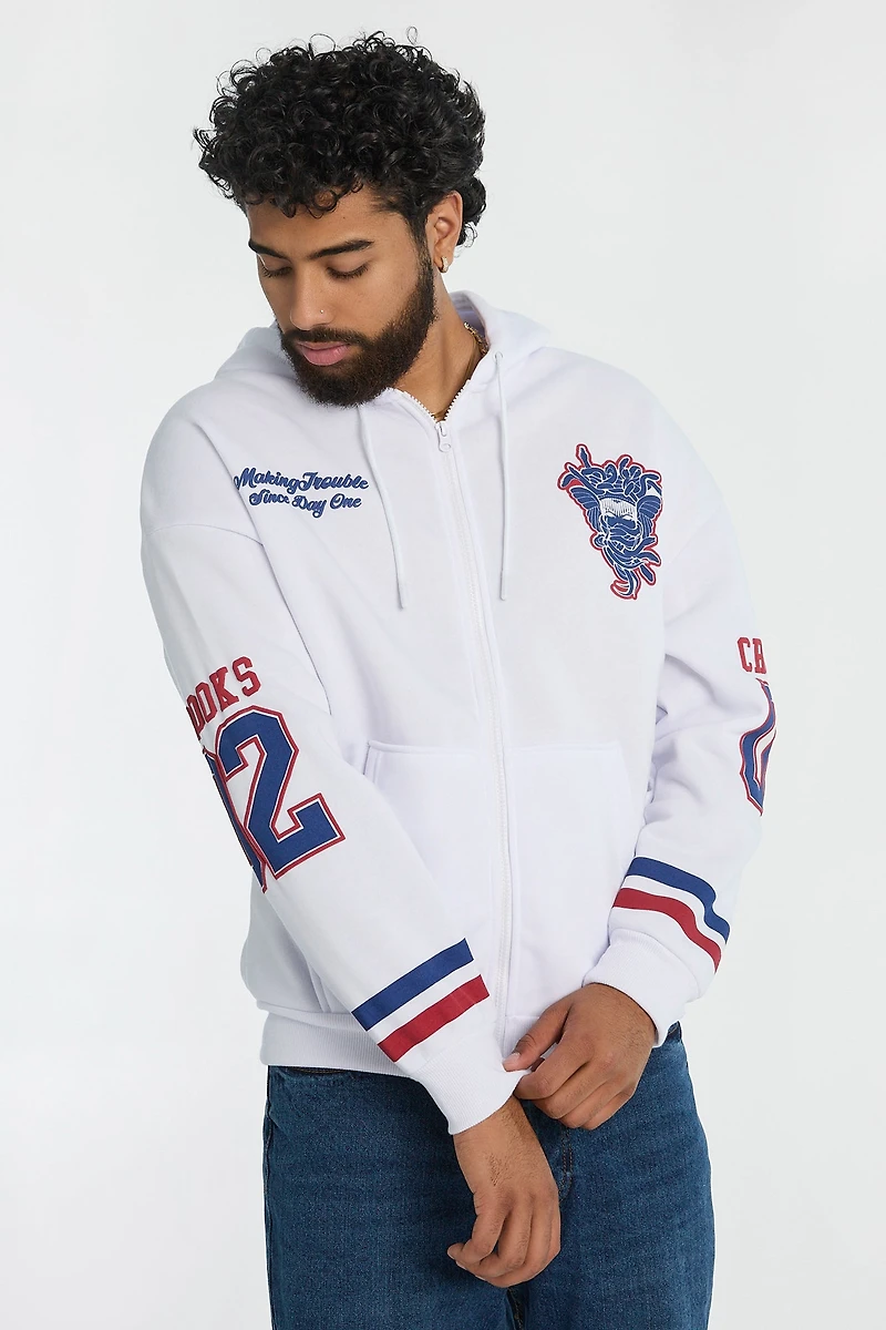 Mens Crooks & Castles Hockey Zip-Up Hoodie