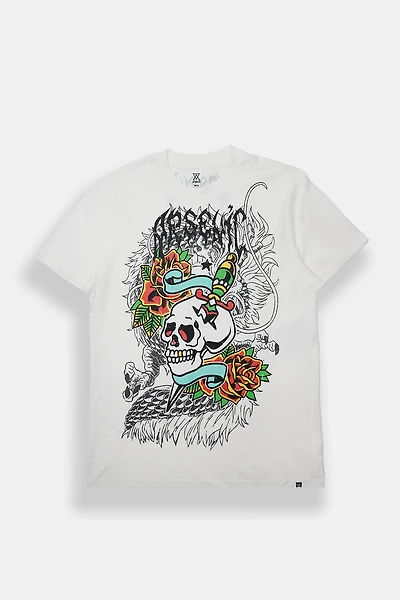 T-shirt imprimé crâne tatouage Arsenic