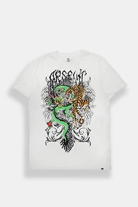 T-shirt imprimé dragon et tigre Arsenic