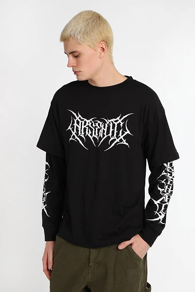 Arsenic Gothic Logo Long Sleeve 2-Fer Tee