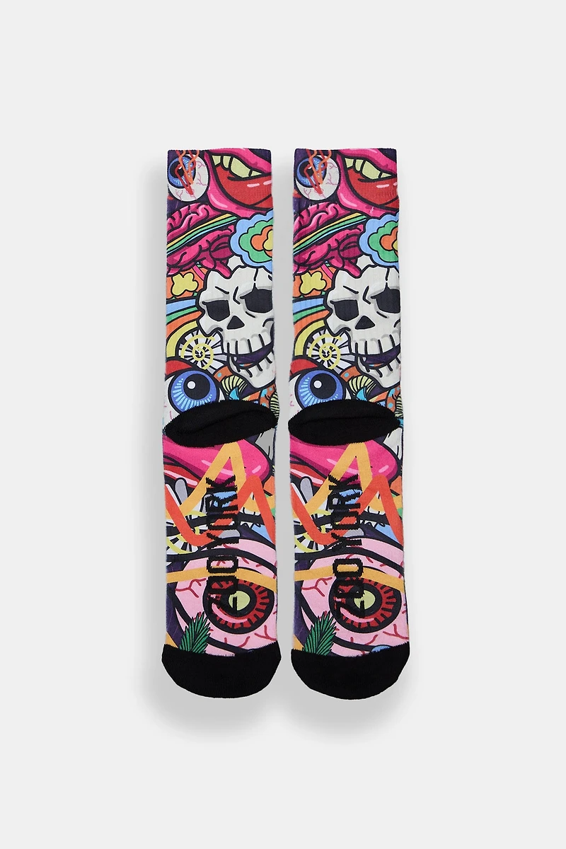 Zoo York Eyeballs & Skulls Printed Crew Socks
