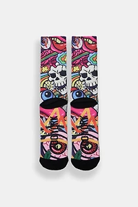 Zoo York Eyeballs & Skulls Printed Crew Socks