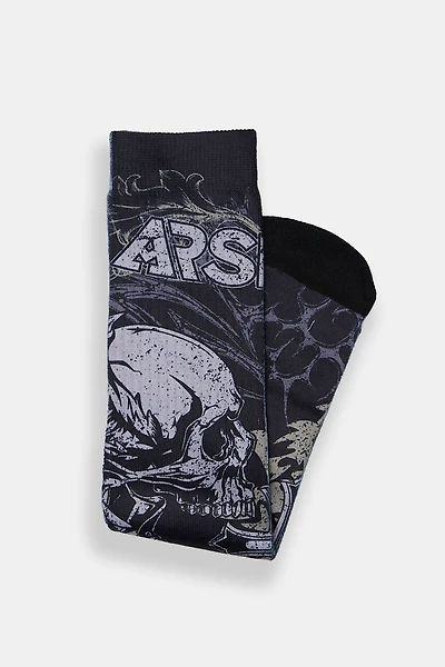 Arsenic Skull Printed Crew Socks