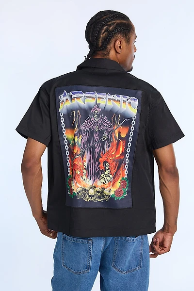 Arsenic Mens Burning Reaper Twill Button-Up