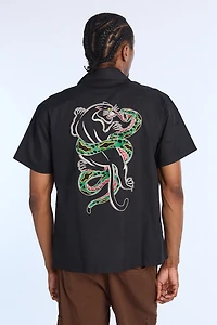 Arsenic Mens Panther & Snake Twill Button-Up