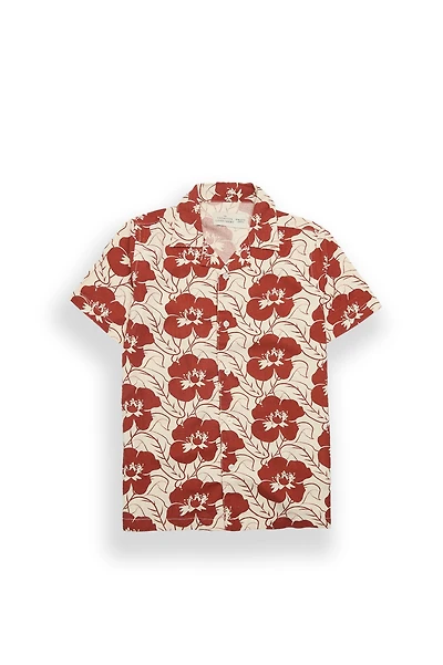 Youth Linen-Blend Floral Button-Up Shirt