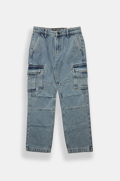 West49 Youth Light Stonewash Cargo Jeans