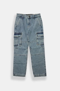 West49 Youth Light Stonewash Cargo Jeans