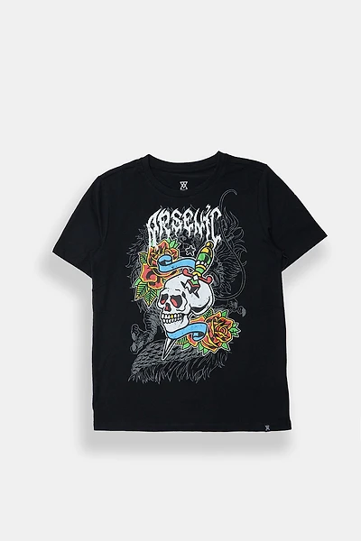 Arsenic Youth Skull Tattoo Graphic Tee