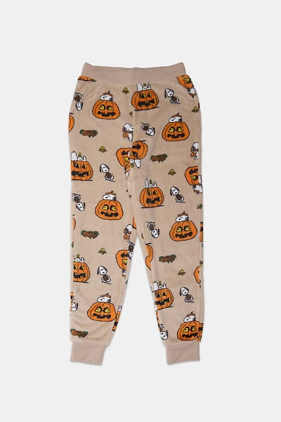 Girls Snoopy Pumpkin Plush Pajama Pant