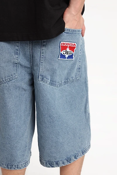 Short en jean ample à écusson Honda Racing brodé
