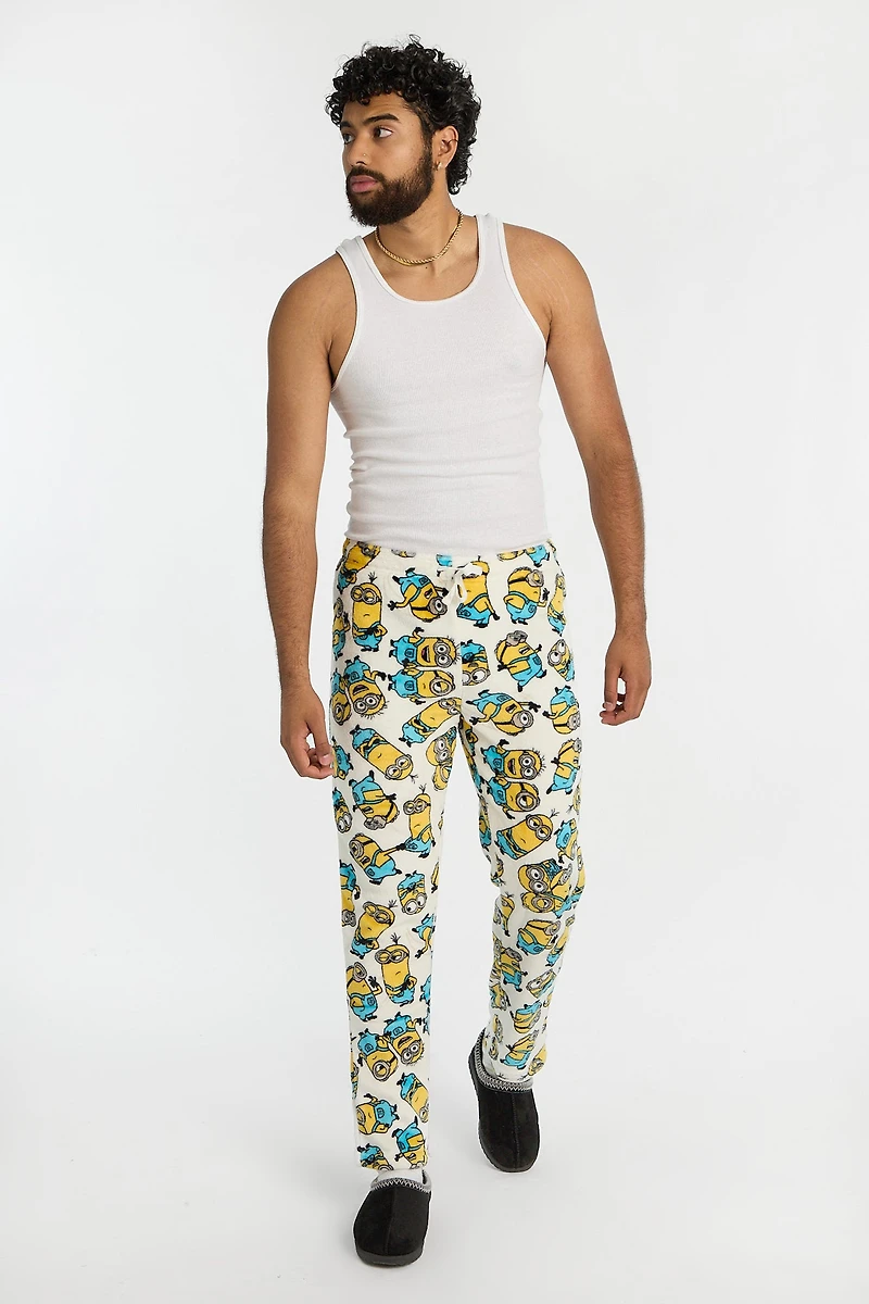 Mens Minions Plush Pajama Pant