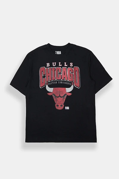T-shirt surdimensionné imprimé à effet maille Chicago Bulls homme
