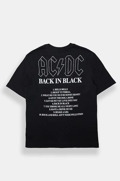Mens AC/DC Back Black Graphic Oversized Tee